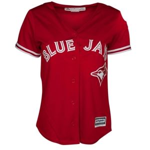 Ladies Red Majestic Toronto Blue Jays Jersey